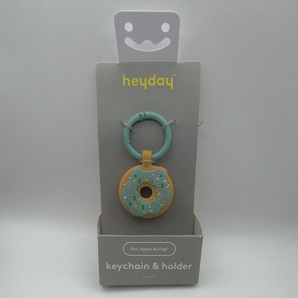 heyday Apple AirTag Keychain Doughnut Silicone Case with Carabiner BRAND NEW